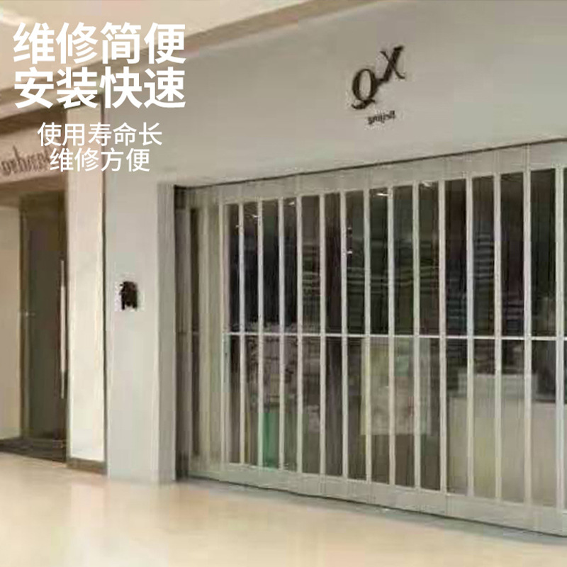 厂家直供折叠门水晶商场店铺美容折叠门洗车行黑色透明弧形折叠门