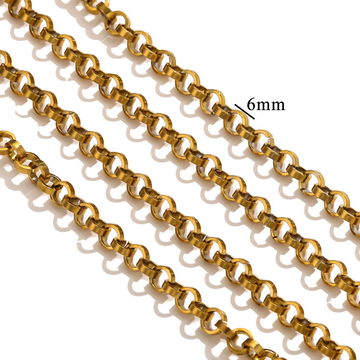 Acero inoxidable Hip Hop Heavy Metal 6mm cadena DIY acero titanio cadena de moda europea y americana cadena de bolsos semiacabados cadena hecha a mano