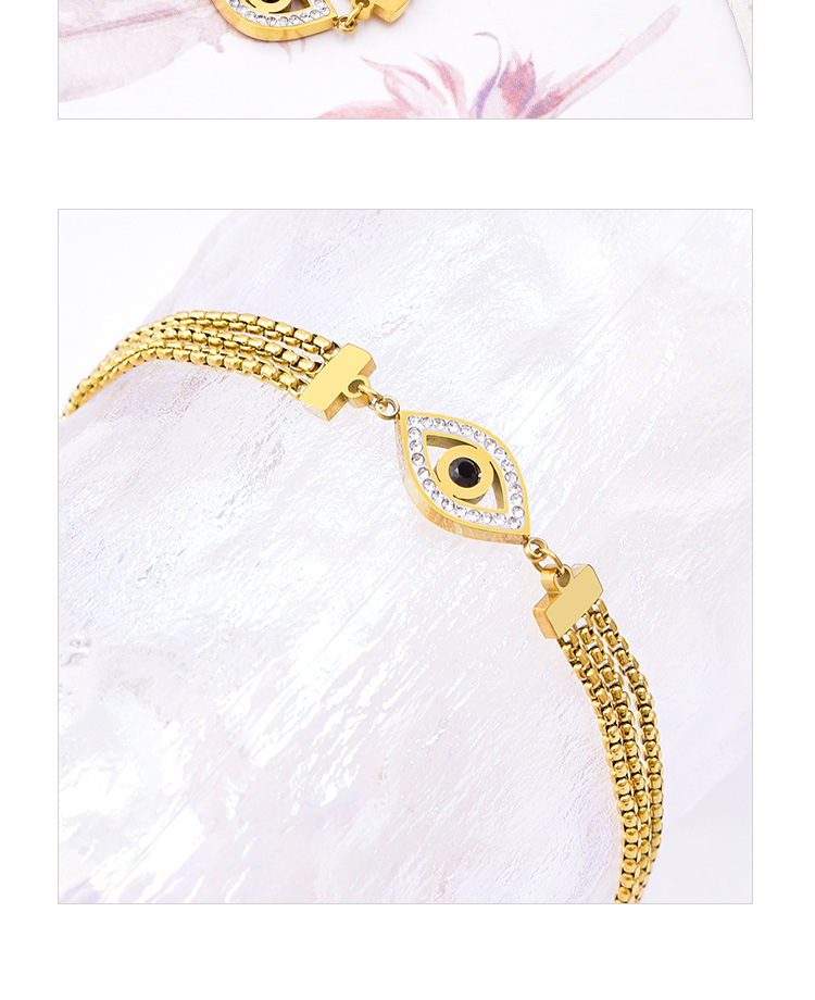 Inlay Design Retro Style Retro Devil's Eye Titanium Steel Inlay Zircon Bracelets 1 Piece