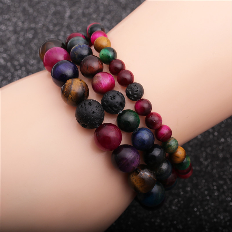 Fashion mixed color volcanic stone bracelet