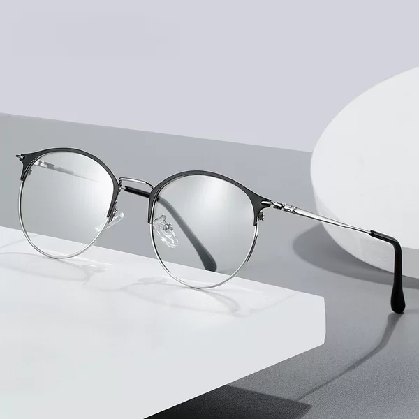 Ultra-Light Myopia Glasses for Men, Retro Eye Frames for Women, Big Face, Half-Frame Eyebrows, Discoloration, Anti-Blue Light Glasses Wholesale