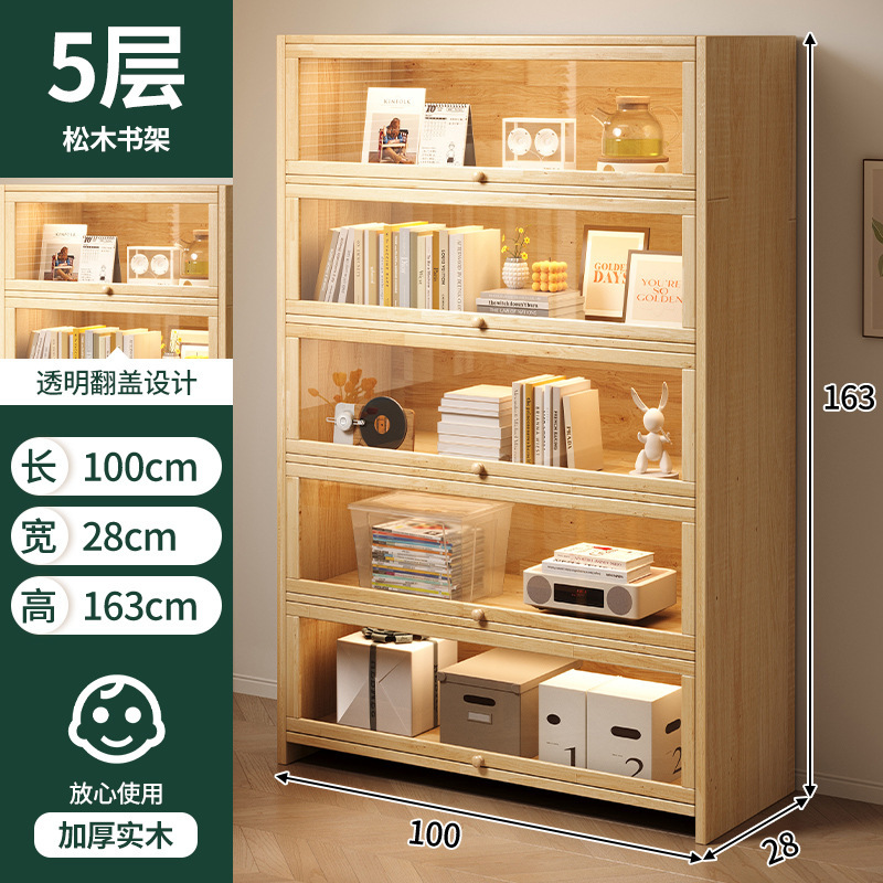 Estantes de madera sólida estantería de piso integrado contra la pared almacenamiento de almacenamiento de artículos de visualización de la sala de estar estante de libros para niños