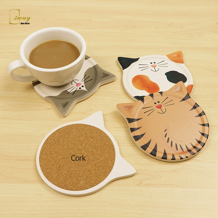 В наличии Amazon Творческий мультфильм впитывающий керамический подстаканник изоляционный коврик для стола посуда кофе чай чашка коврик логотип