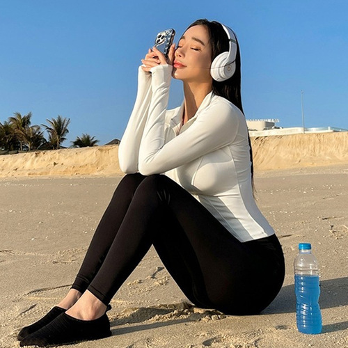 2024 Korean Women's Diving Suit, Exports Jellyfish-style Casual Surfing Bathing Suit, Long Sleeve Slimming Conservative Three-Piece Bathing Set