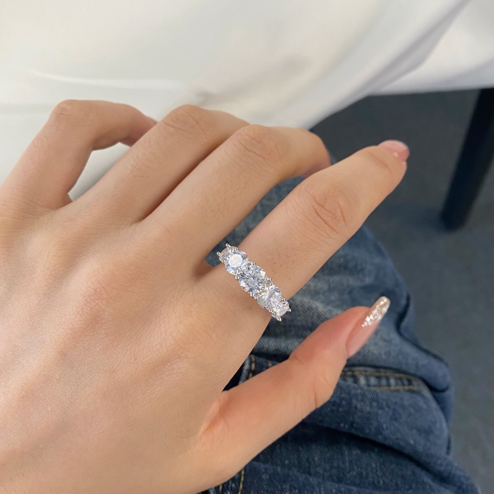 Modern Style Geometric Sterling Silver Inlaid Zircon Rings