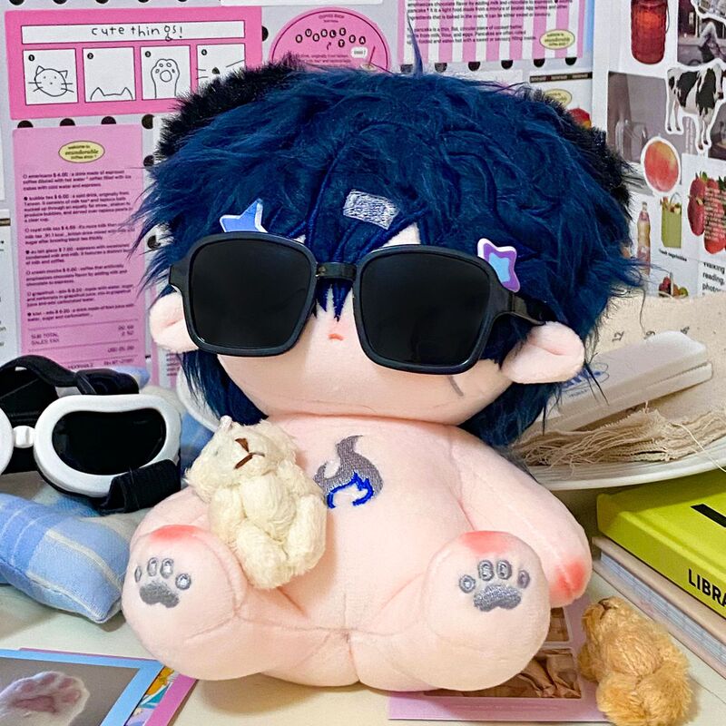 20cm 綿人形メガネインク黒、白、ピンク、ブルーのメガネ 20 センチメートル人形スター人形おもちゃアクセサリー|undefined