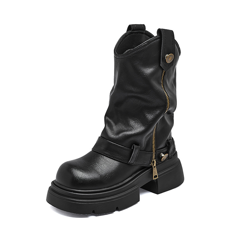 2026 nuevo otoño y invierno más vello Maillard botas cortas británicas gruesas botas occidentales montadas
