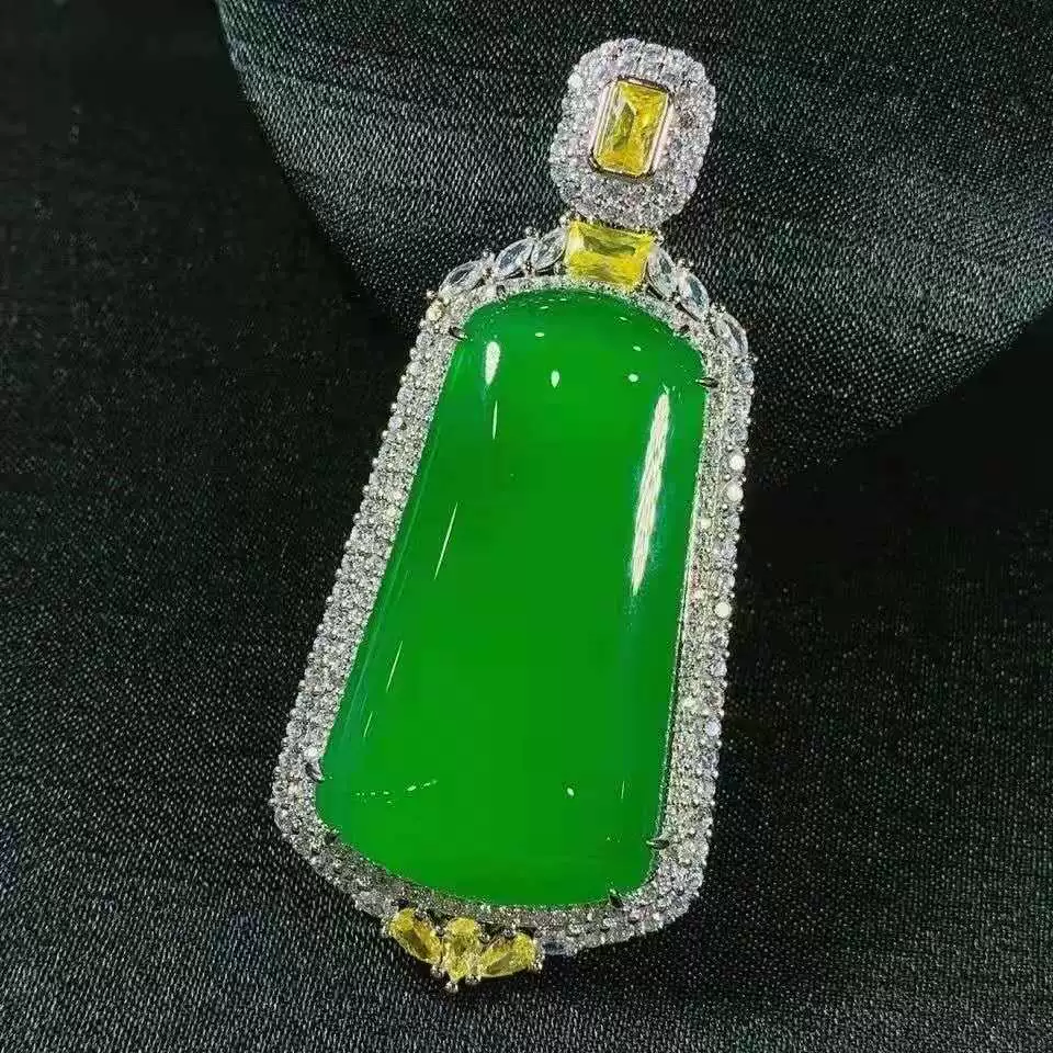 Stone inlay jade, pendant, set, silver 925 sample