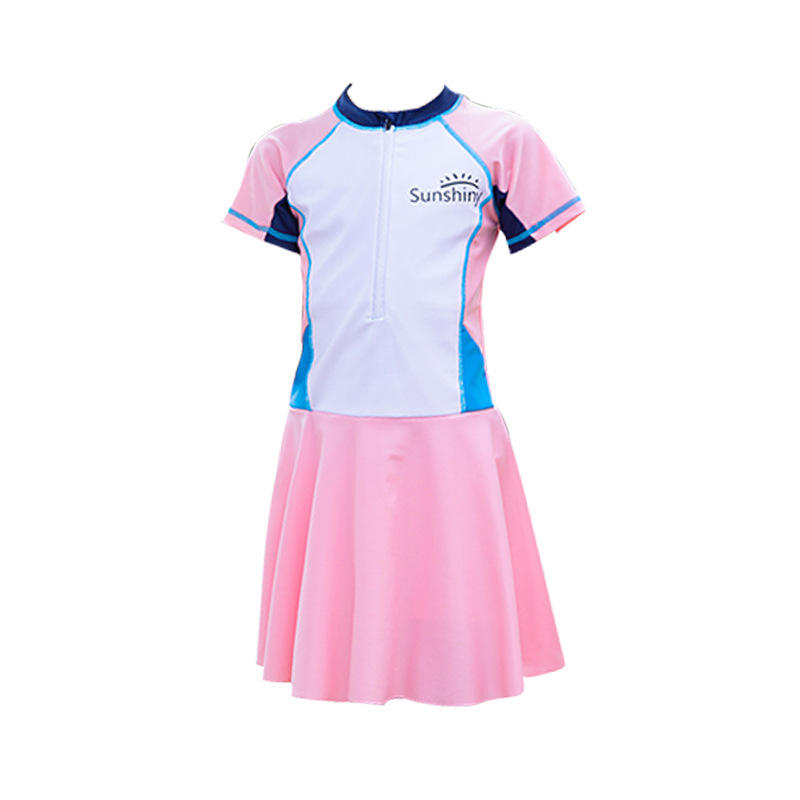 Traje de baño de los niños nuevo lindo estilo deportivo de una pieza princesa vestido niña medio y niños grandes con almohadilla de pecho caliente primavera traje de baño