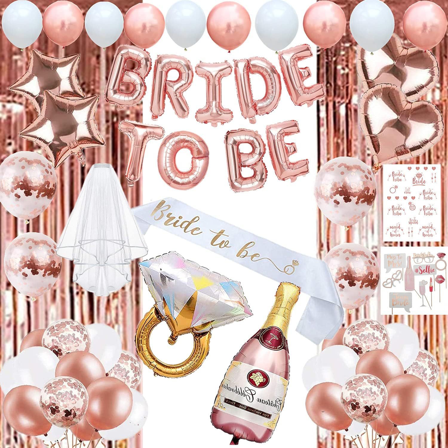 Bachelorette party decoration rose gold balloon set bride to be…