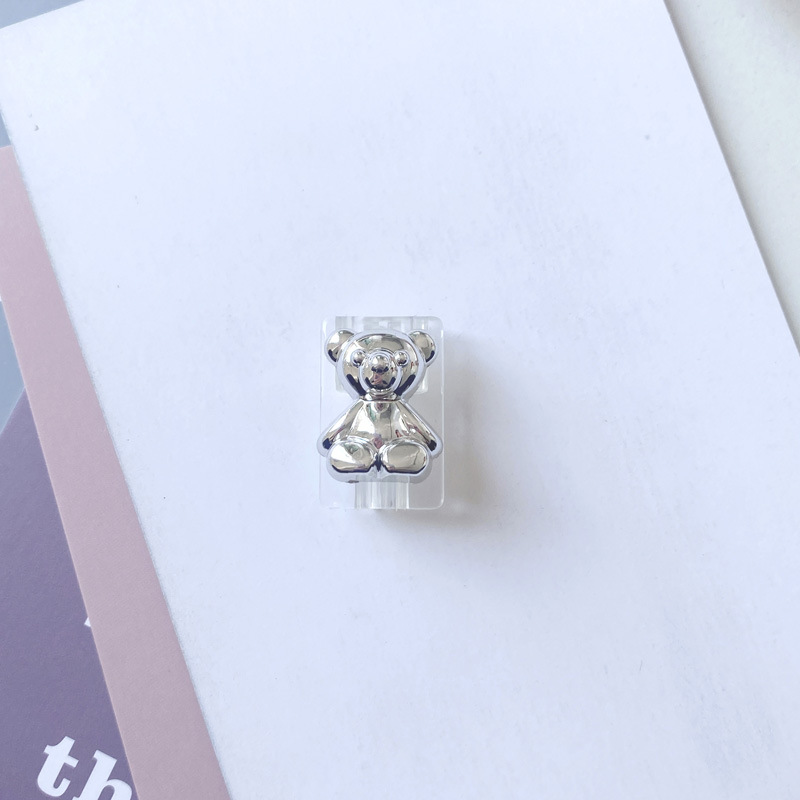 Wire cover-three-dimensional electroplated silver bear