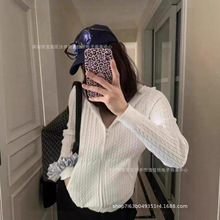 25秋季新款美式大童款拉链连帽小麻花毛衣连帽针织开衫显瘦女