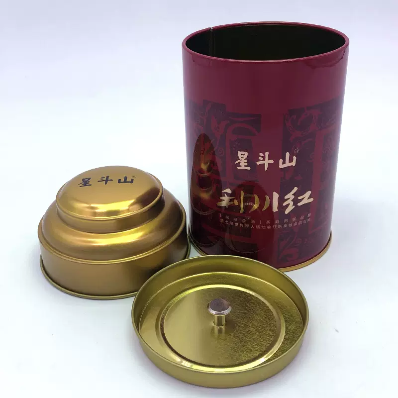 马口铁茶叶罐防潮密封金属包装凸头圆罐双层盖茶叶罐支持定制