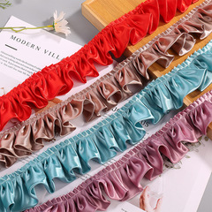 Discounted Colorful Double Layer Satin Pleated Lace Handmade DIY Home Textile Skirt Hair Tie Accessories Wholesale