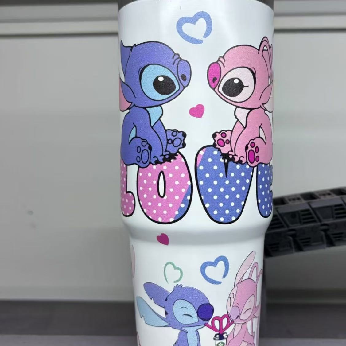 Estilo explosivo Stitch patrón de dibujos animados Ice Ba taza 30oz para coche taza de vacío de acero inoxidable 304