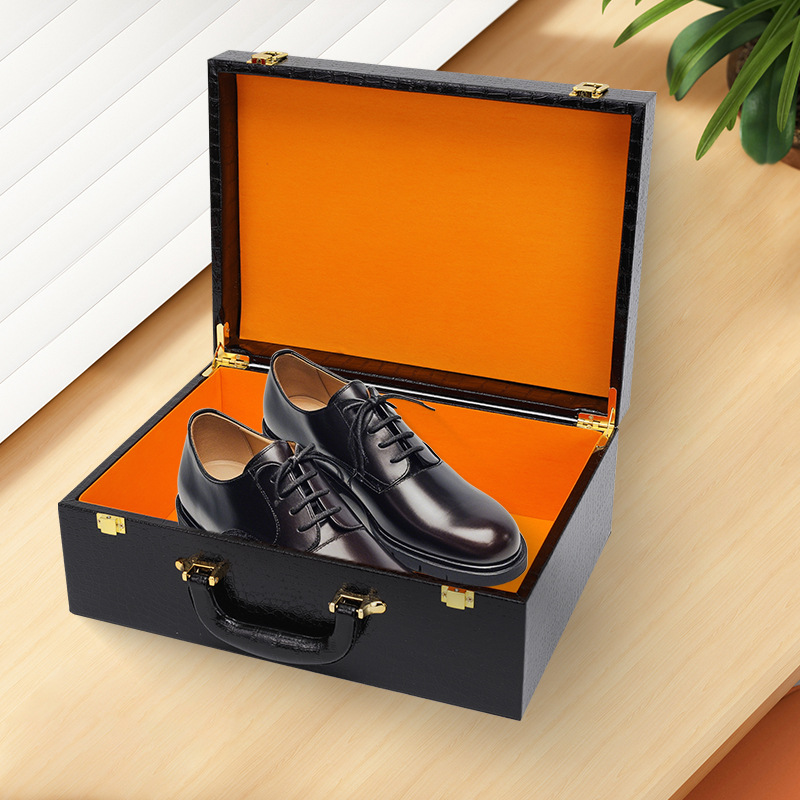 高档手提鳄鱼纹鞋子皮盒翻盖品牌手提包礼品盒商务首饰皮带收纳盒