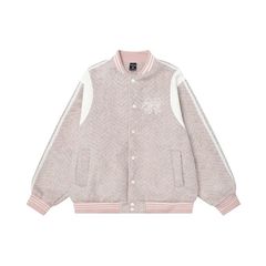 フュージピンク24冬新作実写アメリカンレトロ少女刺繍野球服コート