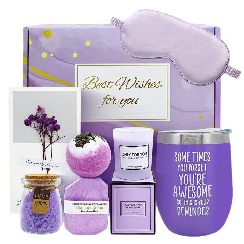 Conjunto de regalos transfronterizos lavanda púrpura set de regalos para el cuidado personal del día de San Valentín baño caja de regalos