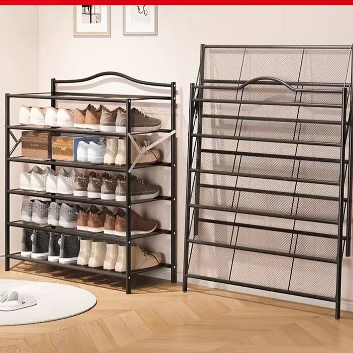 Estante de zapatos plegable sin instalación puerta doméstica multicapa simple almacenamiento gabinete de zapatos integral estante de polvo grueso ahorrar espacio