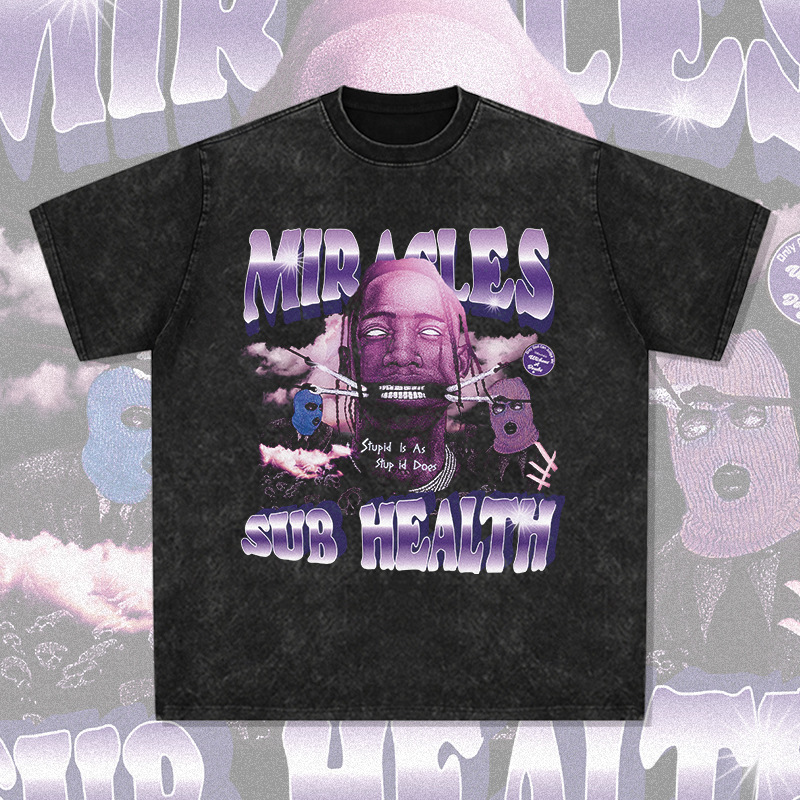 BC Travis Scott Travis Scott European and American Rap Figure Printed Short Sleeve T-Shirt Loose