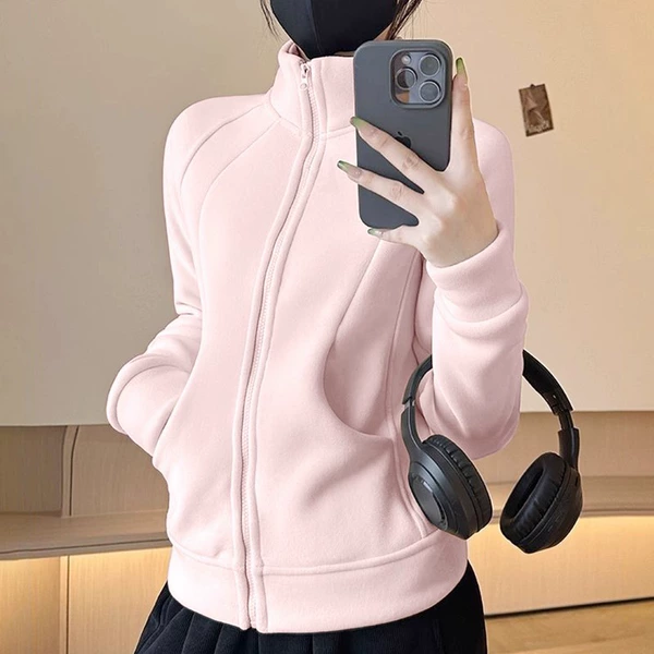 Stand-up collar style-Sakura Pink [Double-sided Ao Fleece]
