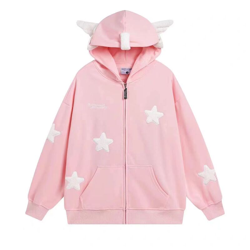 In-Stock Pure Cotton Huamian Autumn and Winter Sweatshirt Cute New Ins Jacket Trendy Women's Loose Long-Sleeve Top