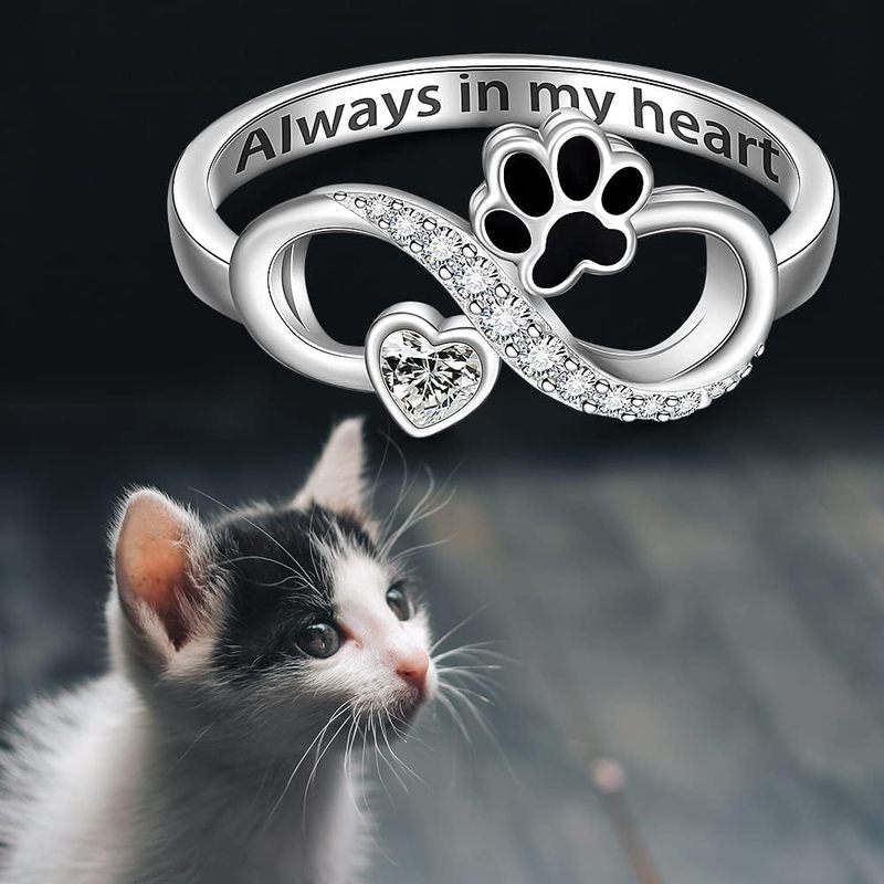 temu Amazon Cross-border Explosions Unlimited Heart-shaped Puppy Pet Claw Ring European and American Popular Ladies Ring