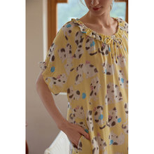 24款夏季女式竹棉双层纱布套头睡衣 可爱猫咪印花 甜美舒适家居服