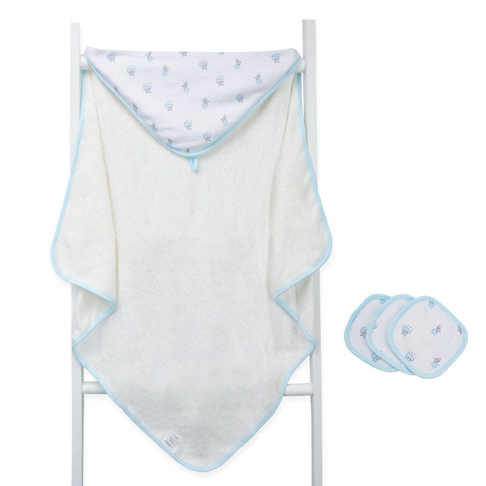 Baby toallas de baño con capuchón + toallas cuadradas set de algodón absorbente artículos de baño recién nacidos toallas de bebé con capuchón