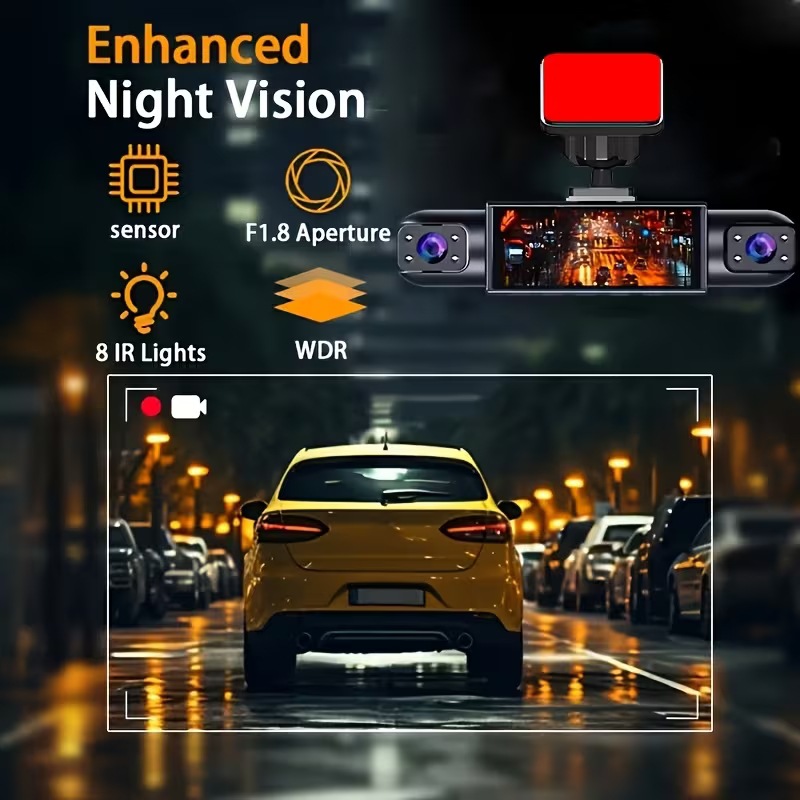 Four-Lens High-Definition Wifi Driving Recorder 360 ° Comprehensive Monitoring with Four Cameras Displaying and Recording Simultaneously 3.16