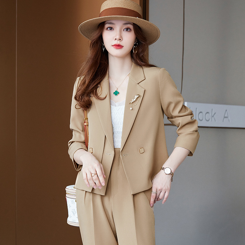 Khaki autumn elegant classic suit jacket