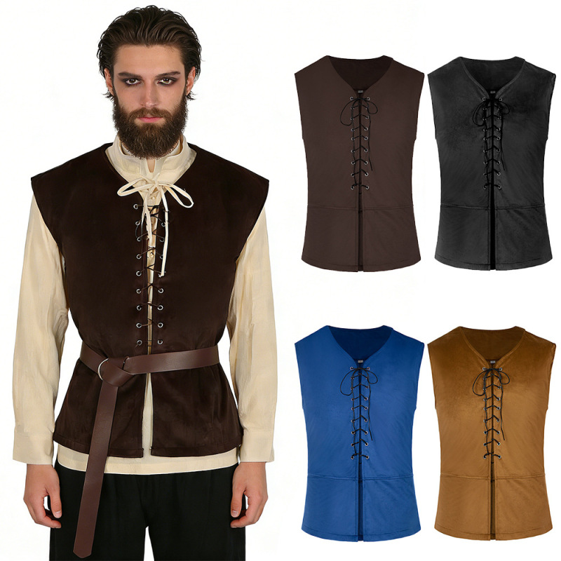 New Renaissance pirate deerskin suede vest Halloween Viking pirate vest cosplay clothing