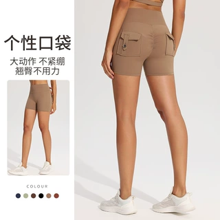 高腰提臀健身短裤女弹力紧身蜜桃臂瑜伽裤跑步训练外穿运动裤