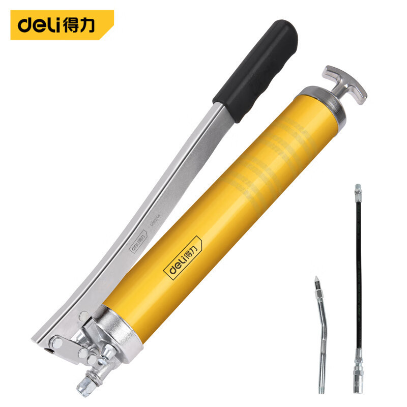 得力黄油枪 DQ80204大容量600CC 快速出油型高压注油嘴手动黄油机