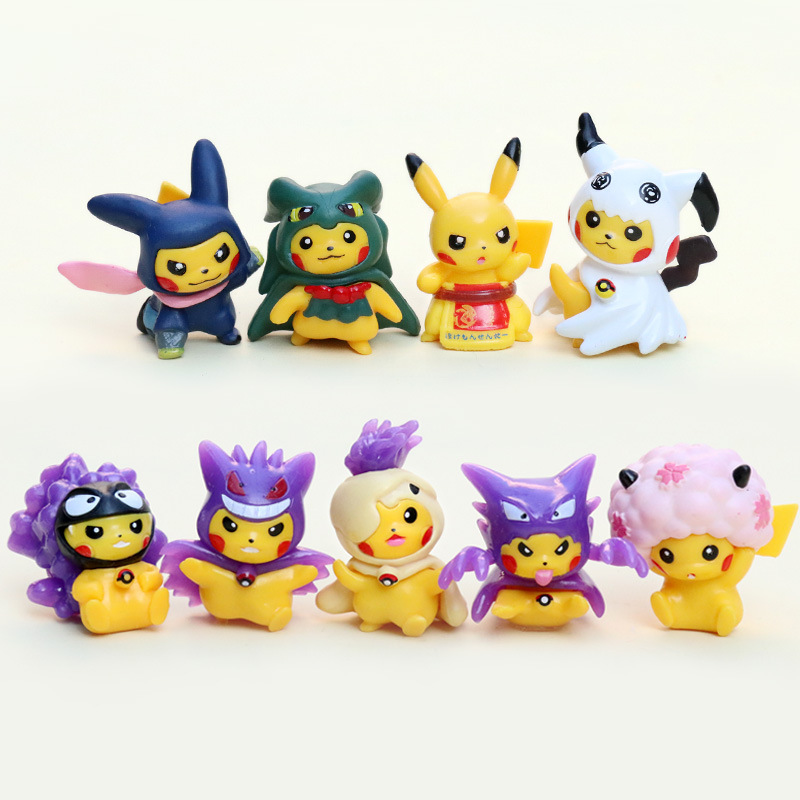 Dress-up Electric Mouse Geng Ghost Hand-made Pokemon Cartoon Doll Car Birthday Cake Decoration Ornaments