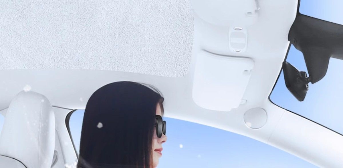 Suitable for Tesla's New Version of Model Y/3, Suede Silicone Electrostatic Adsorption Sunshade and Roof Curtain