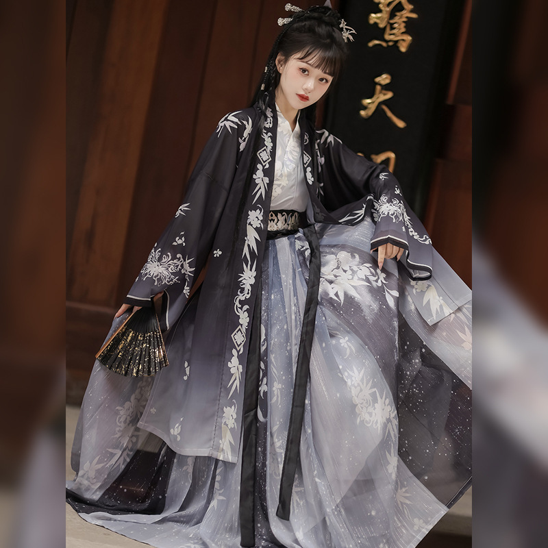 New Original Hanfu for Women, Stunning Song-Style Waist-Length Robe, Chinese Style Ink Painting, Unisex Adult Ancient Costume for Daily Wear