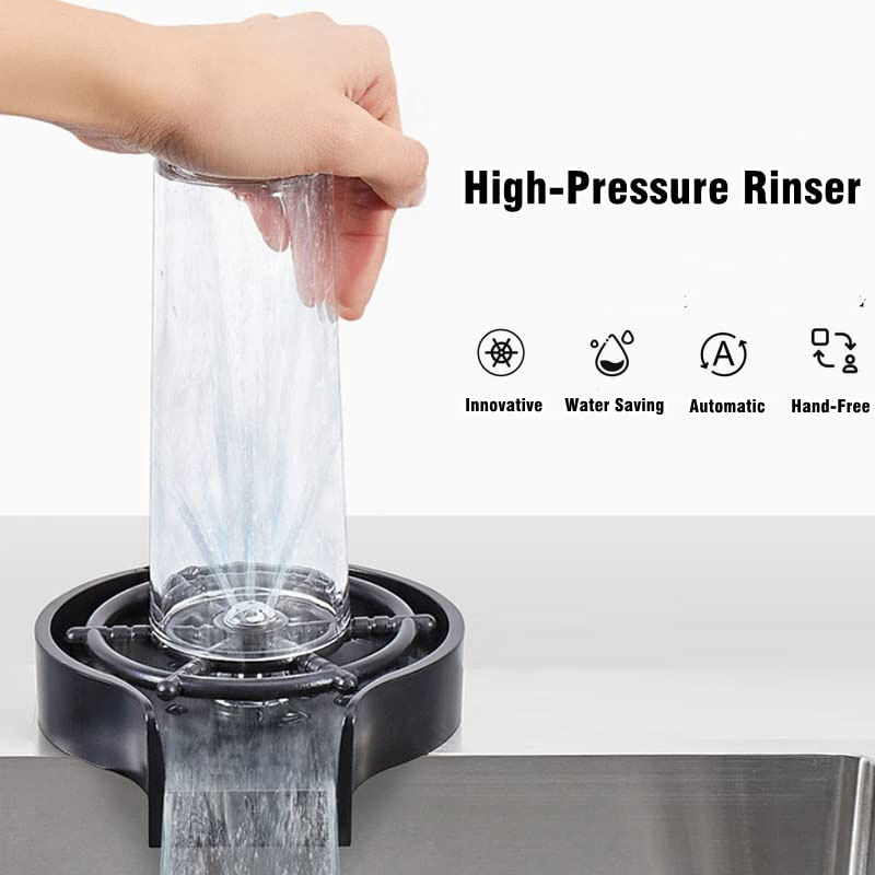 Lavador de Vasos para Barra, Lavador de Botellas para Fregadero, Lavador Automático de Café, Enjuagador sin Presión, Grifo