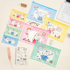 Cartoon Fresh PVC Zipper File Bag Student Office Document Identity Archive PVC Storage Bag Exam Use