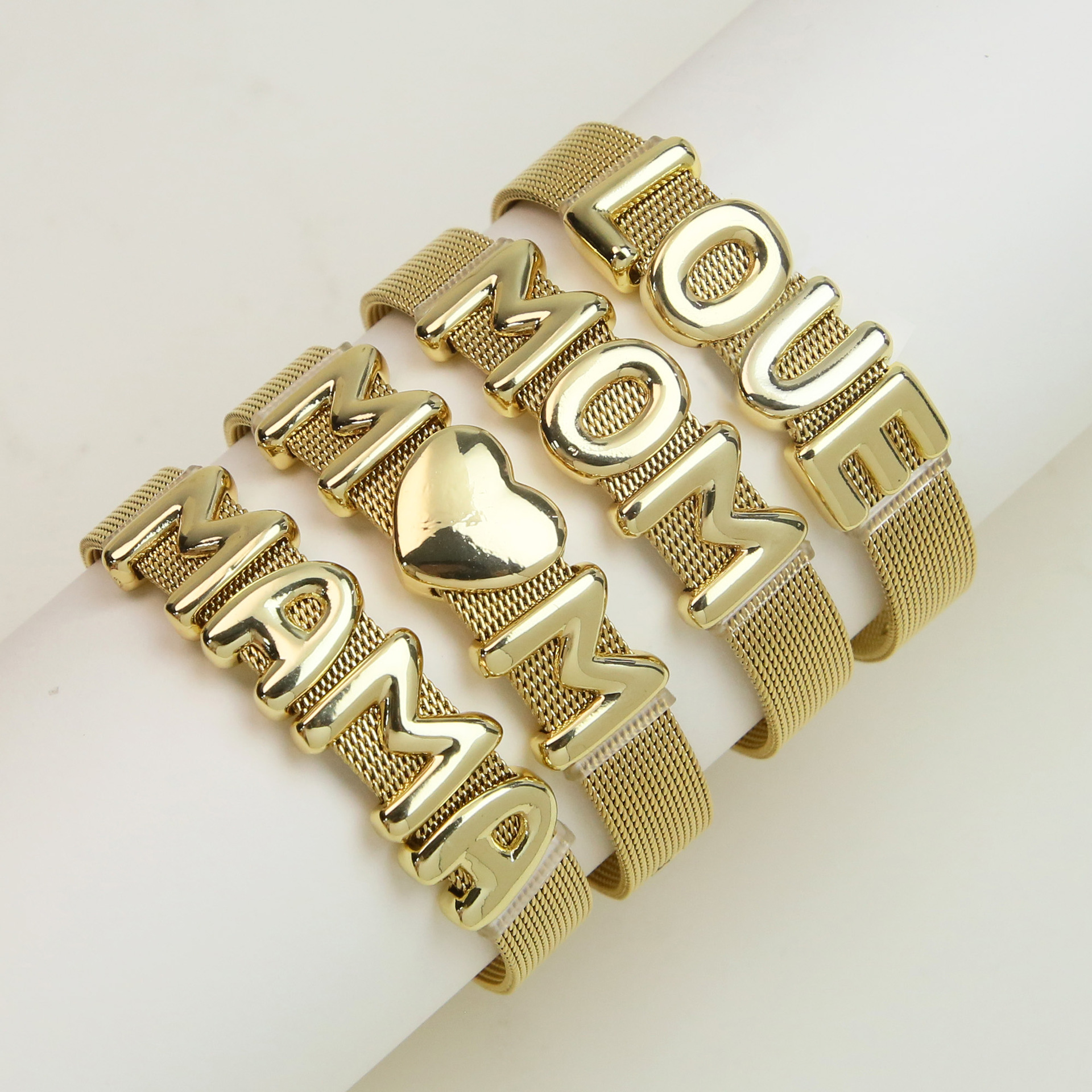 Cross-border Explosions Stainless Steel Mesh Chain Strap mama/mom English Alphabet Combination Bracelet Bracelet Mother's Day Gifts
