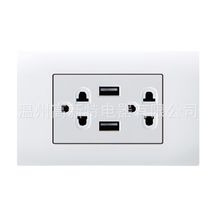超薄 大功率3.1A USB插座  南美开关插座开关-VA55RUS 泰式插座