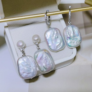 Zhuji Pearl S925 Silver Pin Earrings Geometric Natural Baroque Freshwater Pearl Earrings Female Temperament Internet Celebrity Earrings