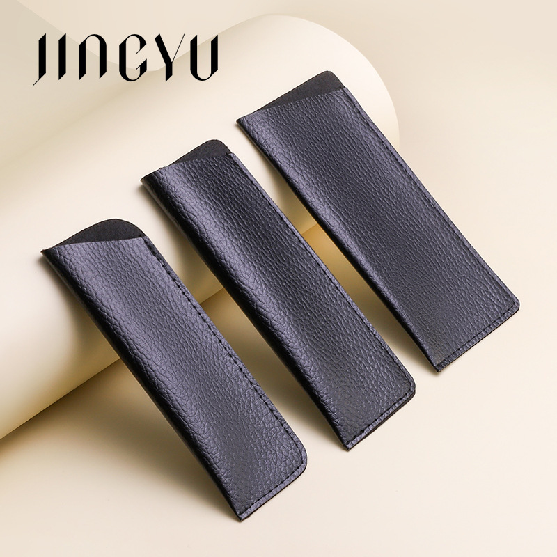 Wholesale Black Bevel Presbyopic Glasses Leather Case PVC Myopia Glasses Leather Bag Portable Storage Dustproof Leather Glasses Bag