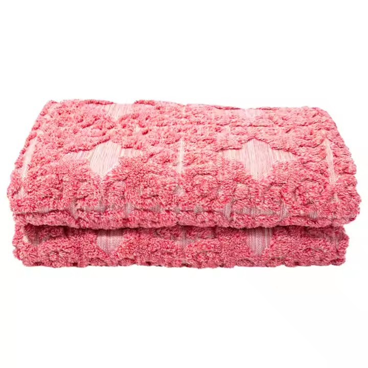 批发定 制高保暖性柔软涤纶纤维面料不规则提花舒绒棉夏尔巴面料