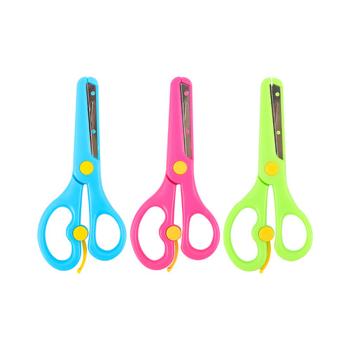 Children's plastic safety stationery scissors students' colorful handmade paper-cutting scissors kindergarten round head small scissors wholesale