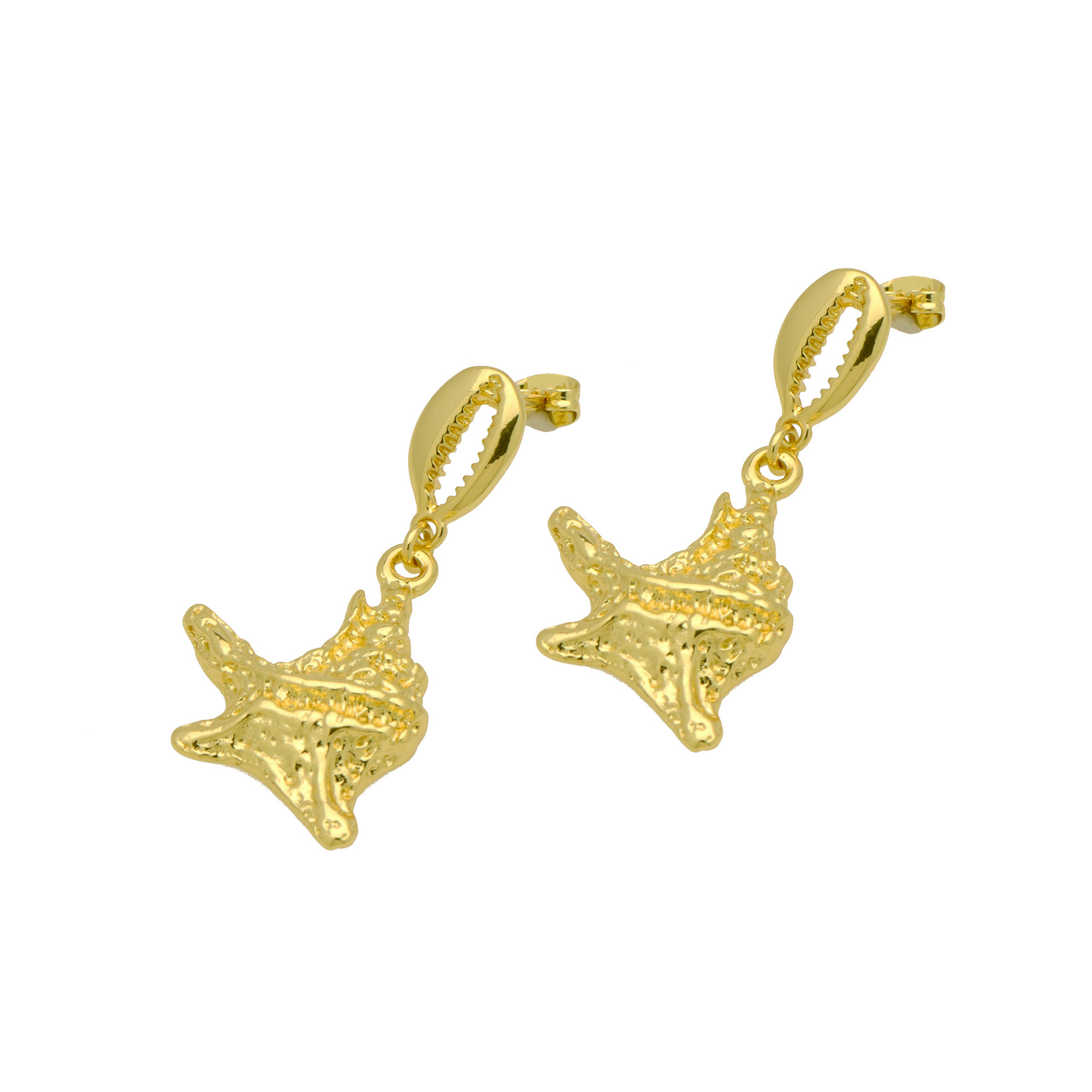 11g Weight Copper Ear Needle Material Drop Earrings Classification 1 Pair Quantity Holiday, Banquet Occasion Copper Material Starfish, Shell Pattern All Seasons Season Women's Gender Plating Design Casual, Elegant, Lady Style 1 Pair Casual Elegant Lady Starfish Shell Plating Copper Drop Earrings 7