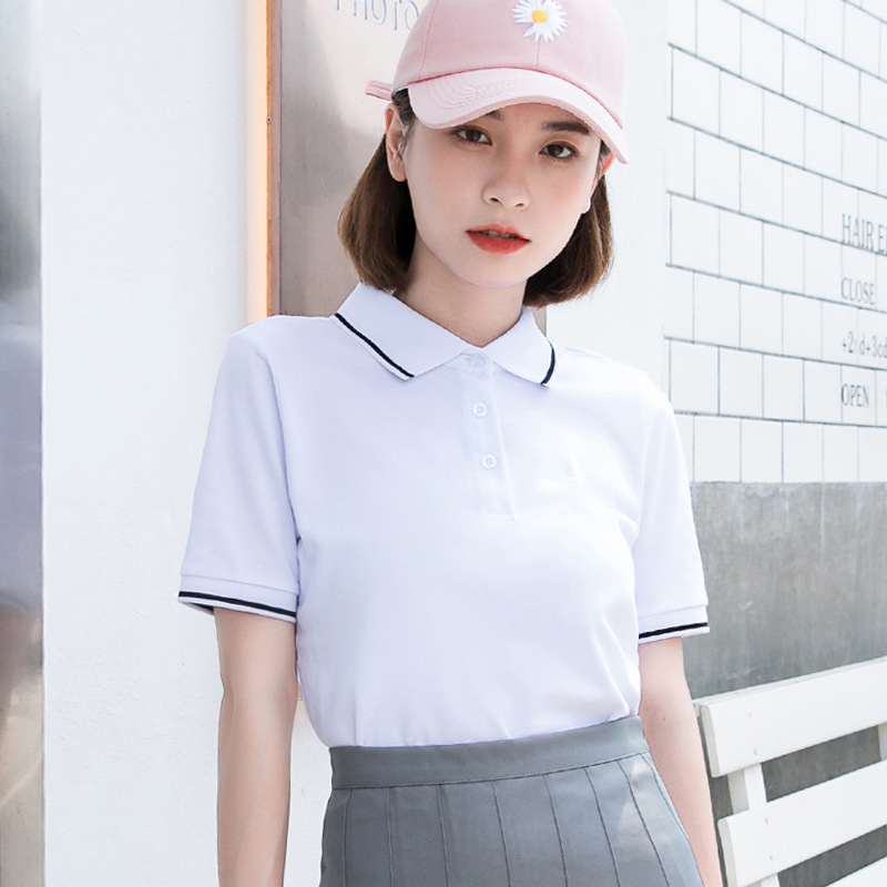 크라운 화이트 라벨리스 폴로 셔츠