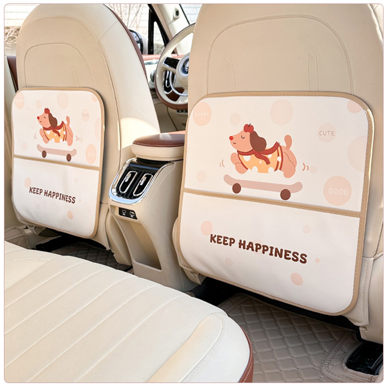 Creative cartoon car rear seat anti-kick pad cute puppy anti-dirty wear-resistant storage protection pad car seat back anti-kick pad