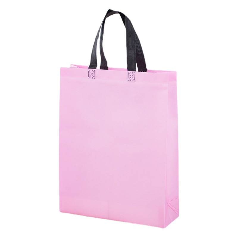 Bolso no tejido recubierto en stock bolso de supermercado de color sólido simple bolsa de compras portátil de publicidad en stock urgente