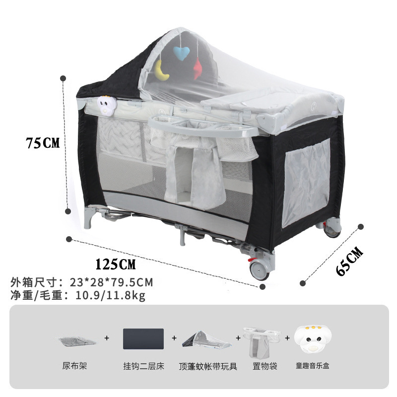 Cuna multifuncional transfronteriza, cama plegable para bebés, cama móvil con cambiador, cama especial para recién nacidos y niños pequeños